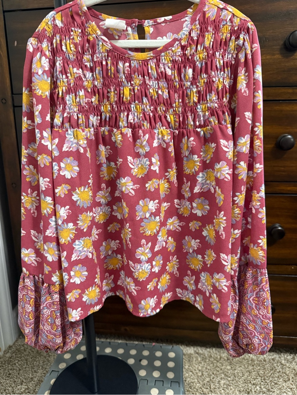 Smocked‎ Floral Long Sleeve- Evsie